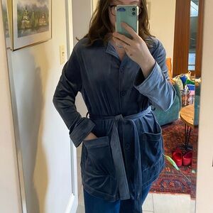 Current Air Navy Velvet Belted Jacket